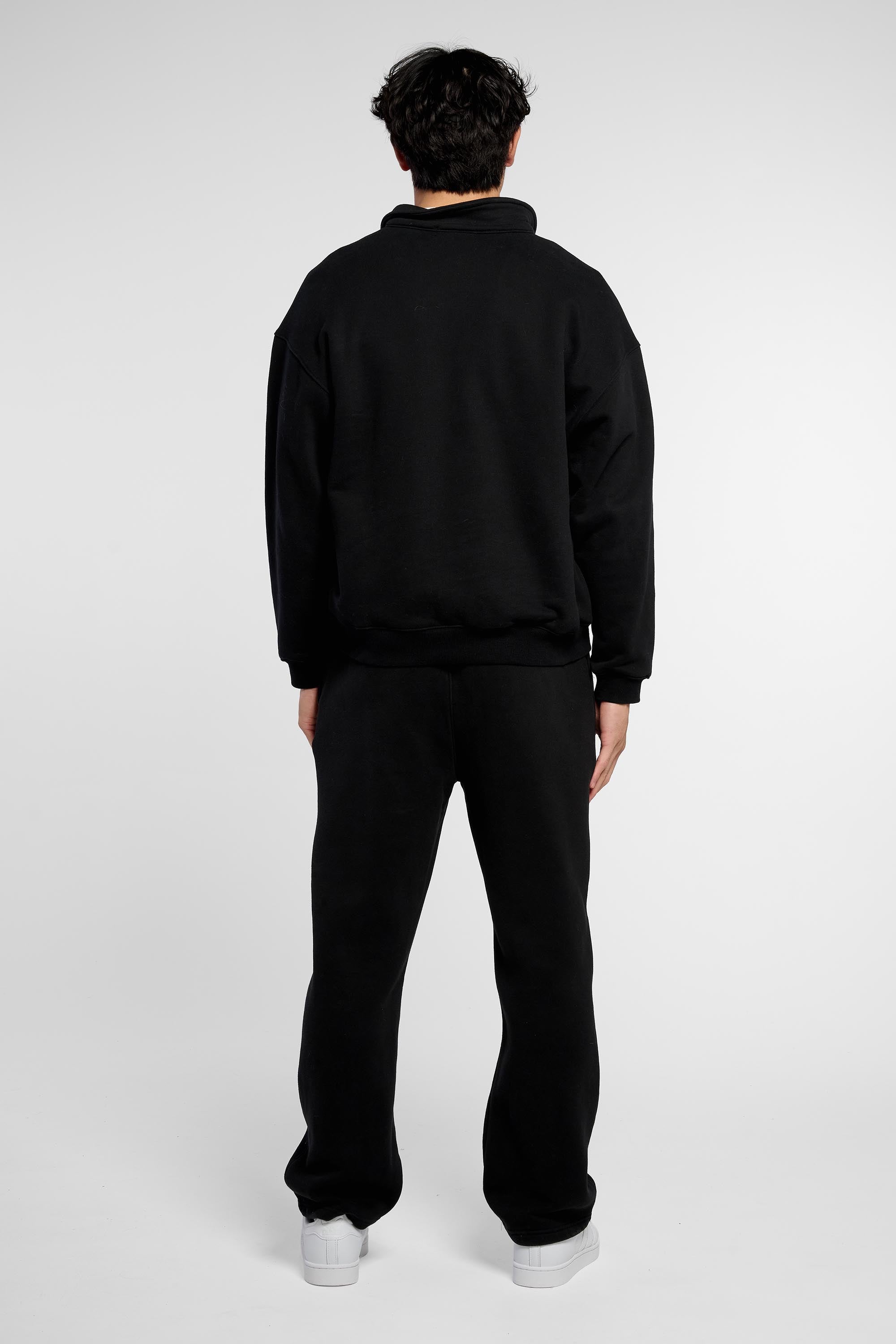Heavyweight Polo-Collar Sweatshirt - Black
