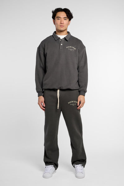 Heavyweight Polo-Collar Sweatshirt - Dark Grey