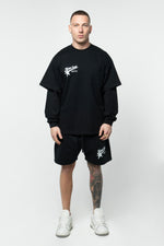 Pass It On Layered Long Sleeve Tee - Black