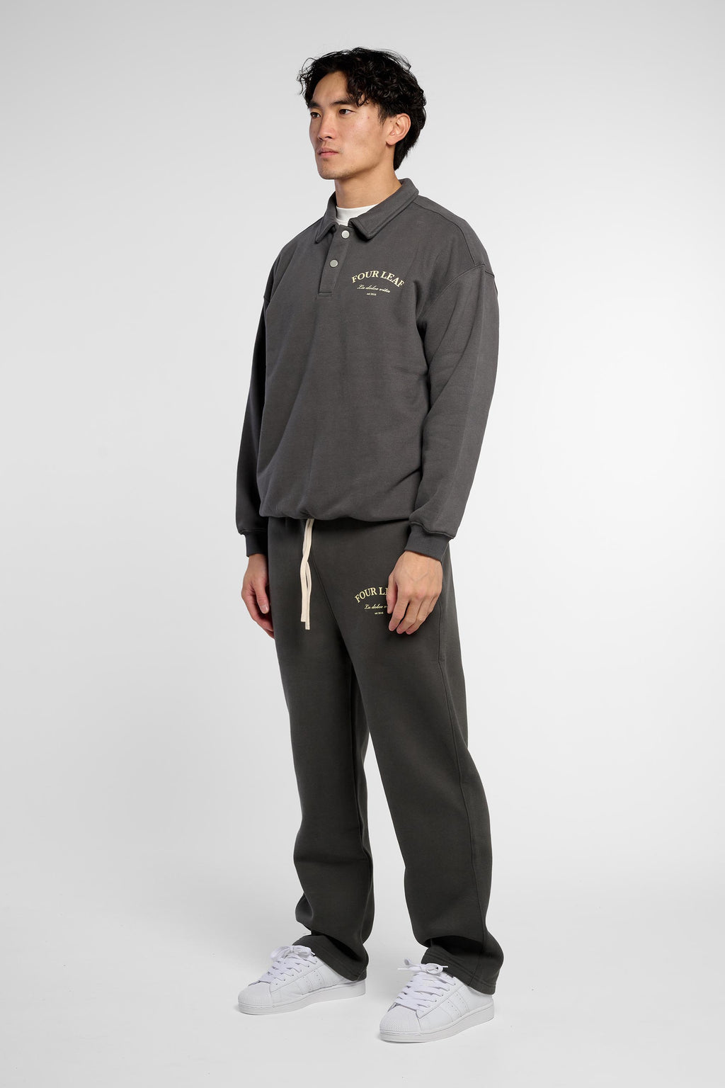 Heavyweight Polo-Collar Sweatshirt - Dark Grey