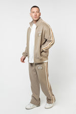 Heritage Track Jacket with Contrast Side-Stripe - Beige