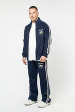 Heritage Track Jacket with Contrast Side-Stripe - Navy