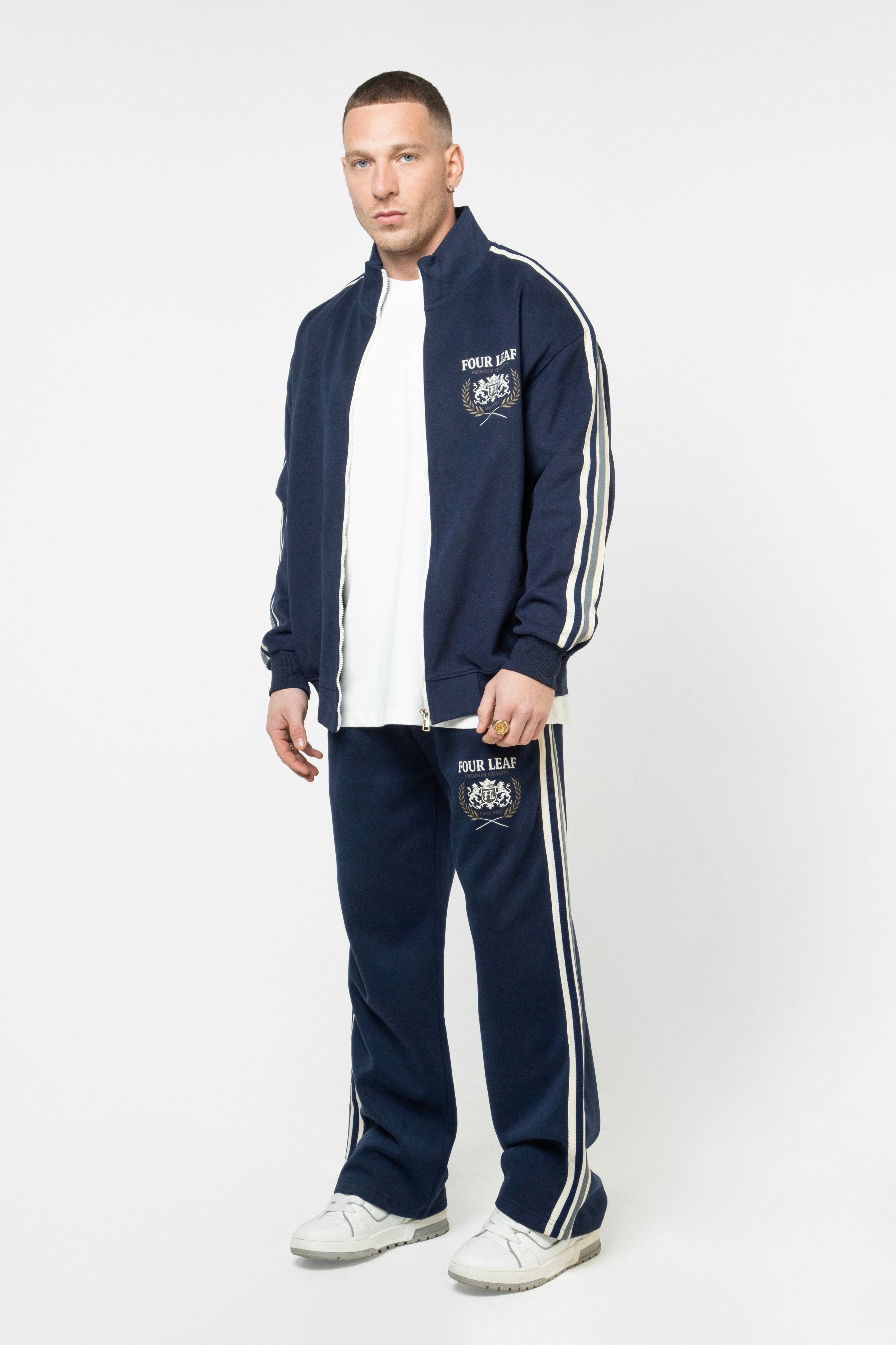 Heritage Contrast Side-Stripe Pants - Navy