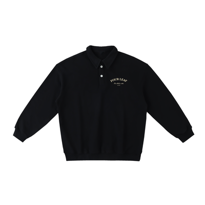 Heavyweight Polo-Collar Sweatshirt - Black