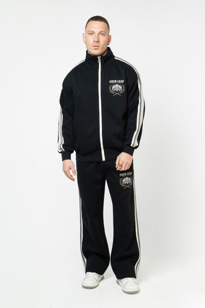 Heritage Track Jacket with Contrast Side-Stripe - Black