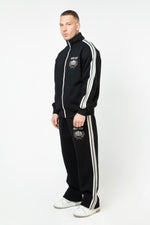 Heritage Track Jacket with Contrast Side-Stripe - Black