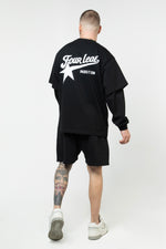 Pass It On Layered Long Sleeve Tee - Black