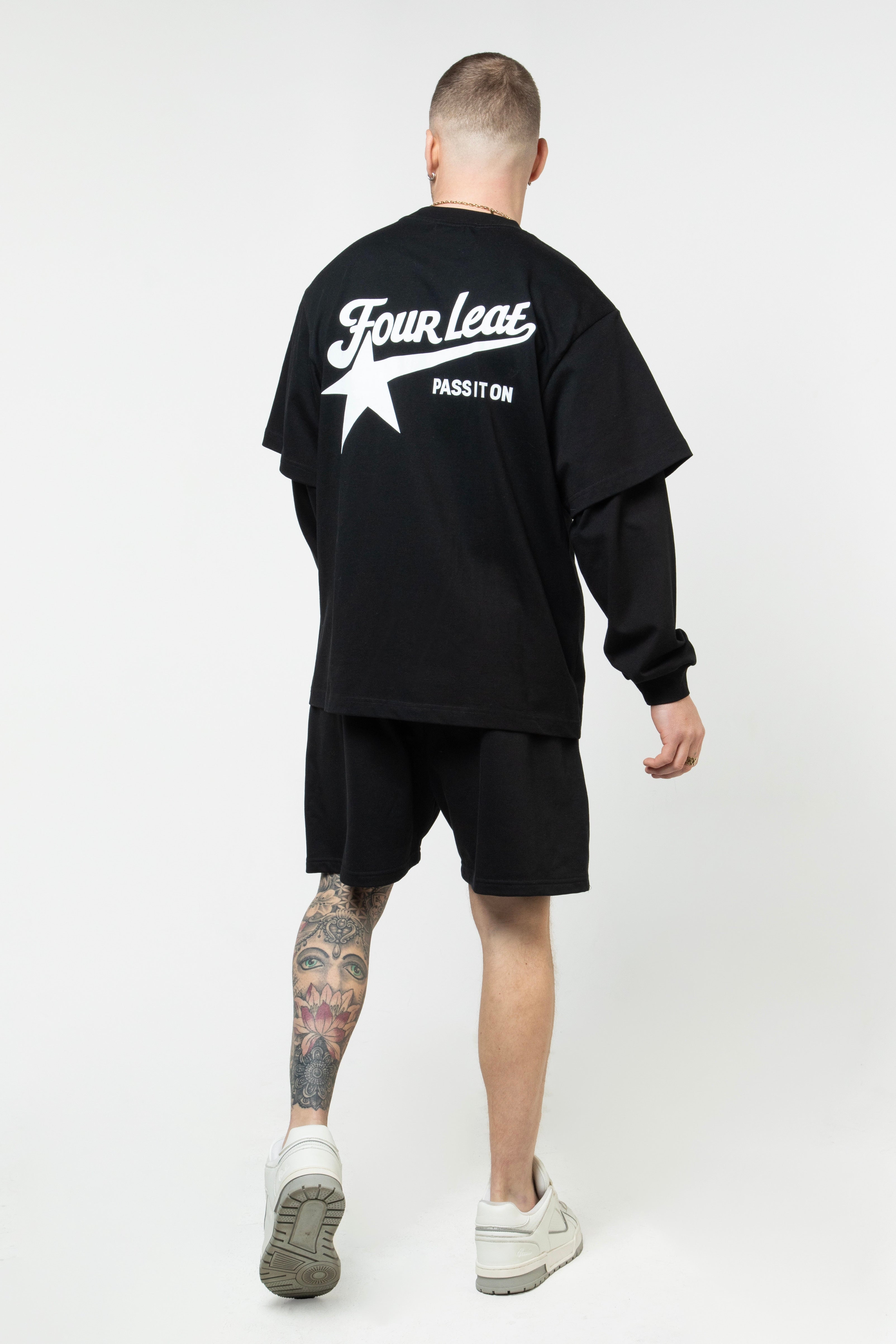 Pass It On Layered Long Sleeve Tee - Black
