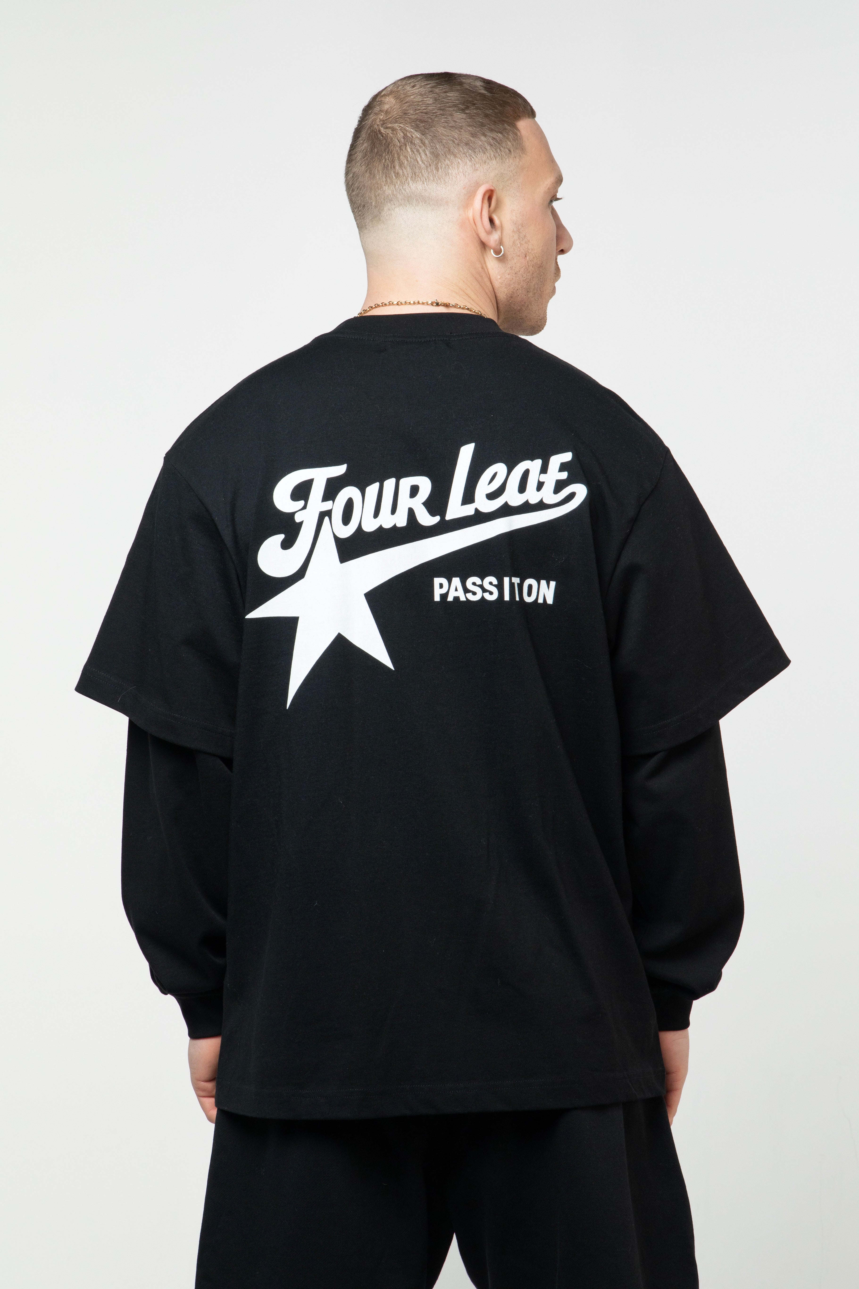 Pass It On Layered Long Sleeve Tee - Black