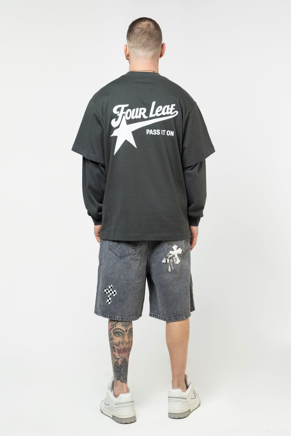Pass It On Layered Long Sleeve Tee - Grey