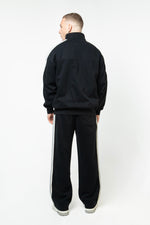 Heritage Track Jacket with Contrast Side-Stripe - Black