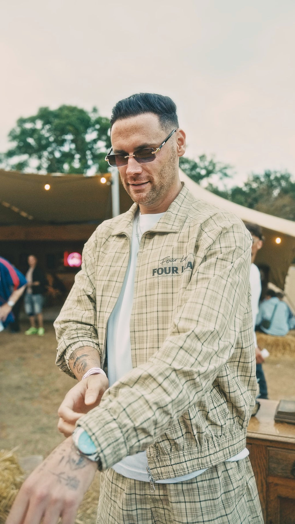 Plaid Full-Zip Track Jacket