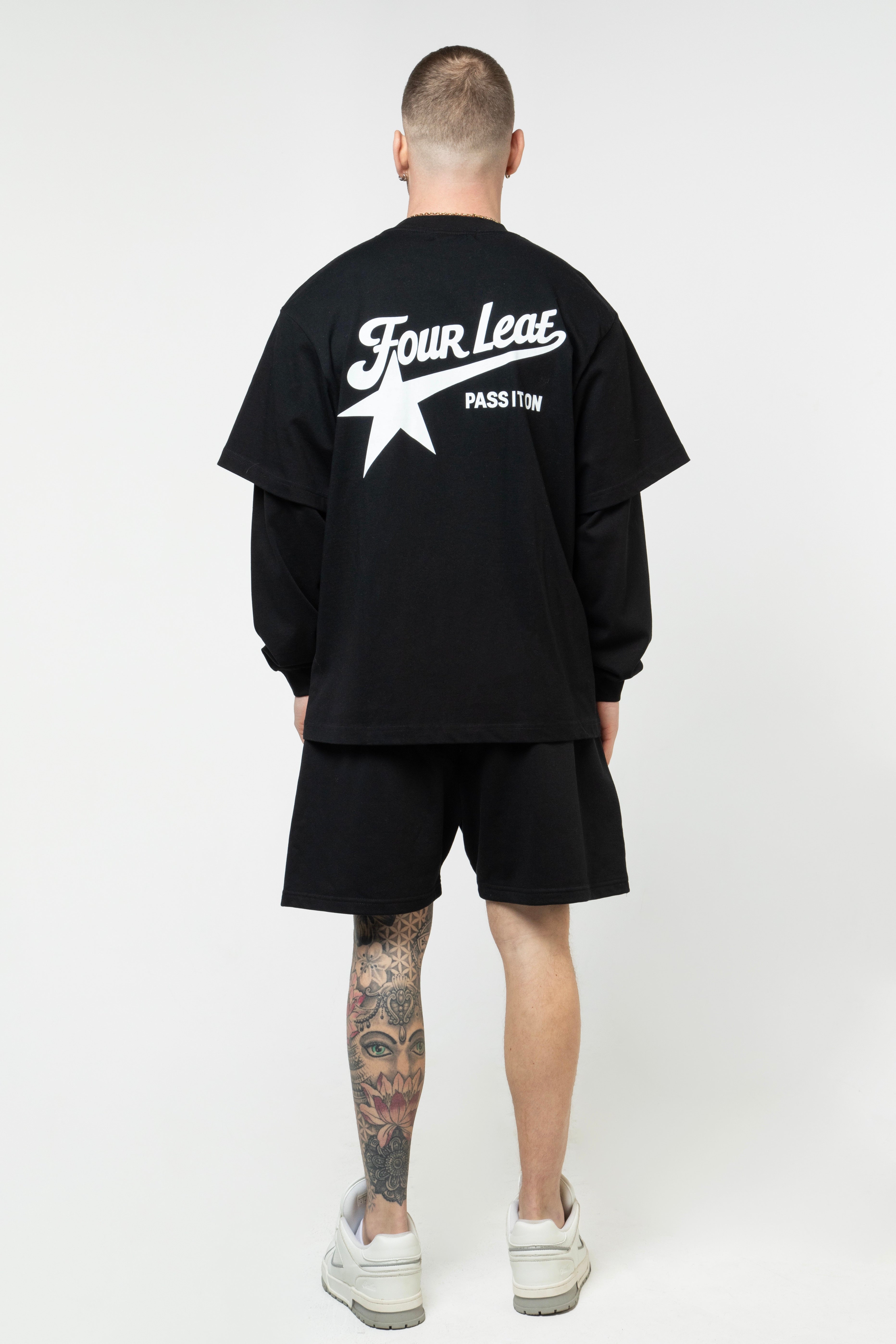 Pass It On Layered Long Sleeve Tee - Black
