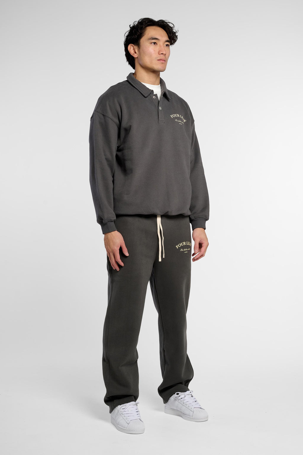 Heavyweight Polo-Collar Sweatshirt - Dark Grey