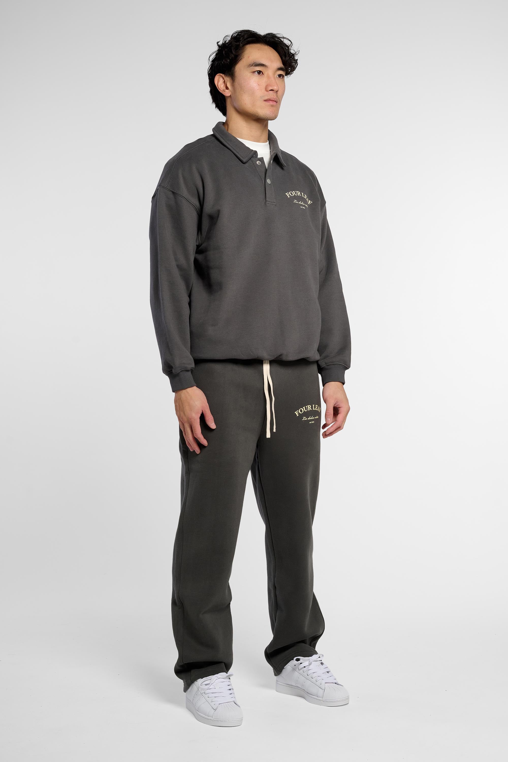 Heavyweight Polo-Collar Sweatshirt - Dark Grey