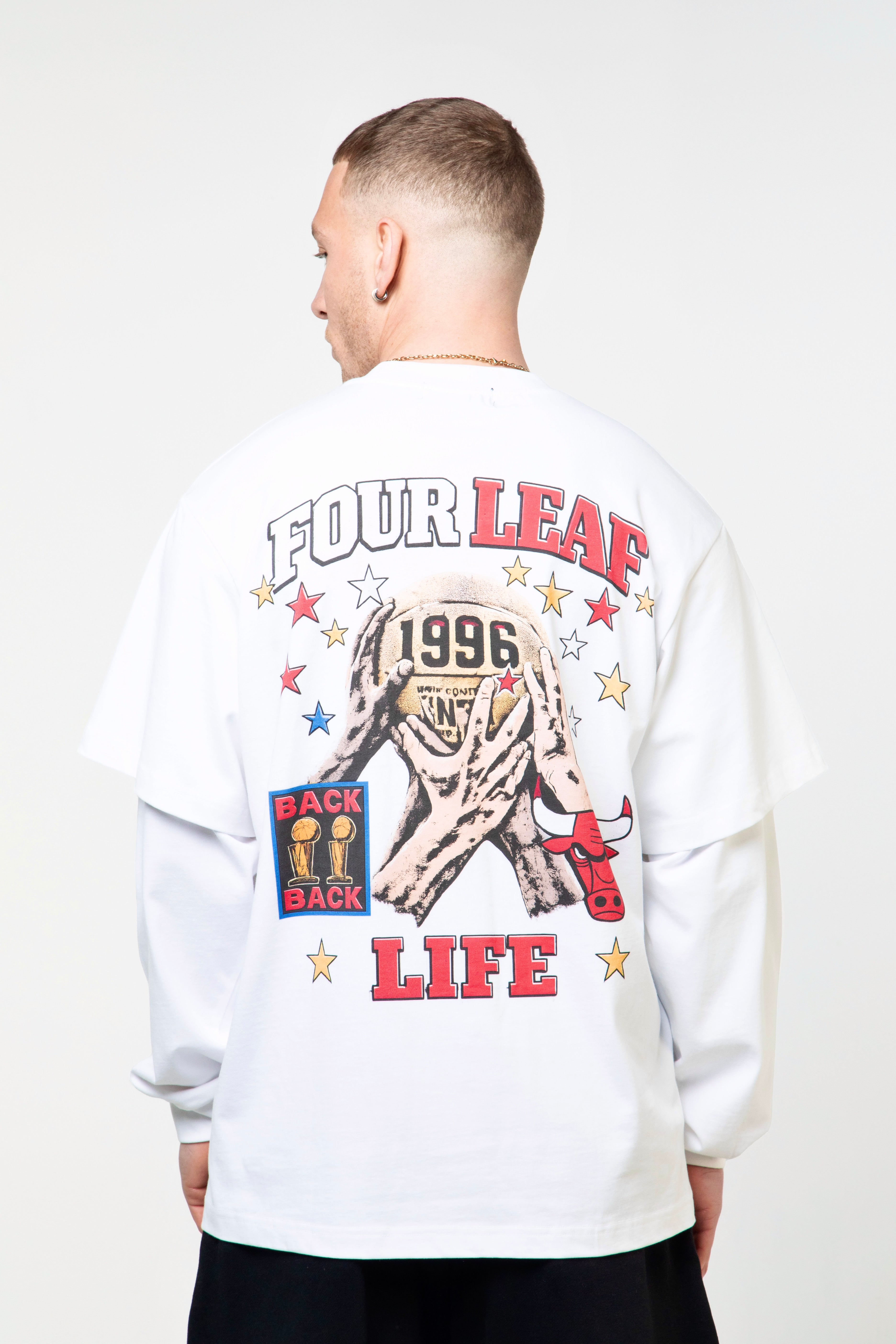 Bulls Layered Long Sleeve Tee - White