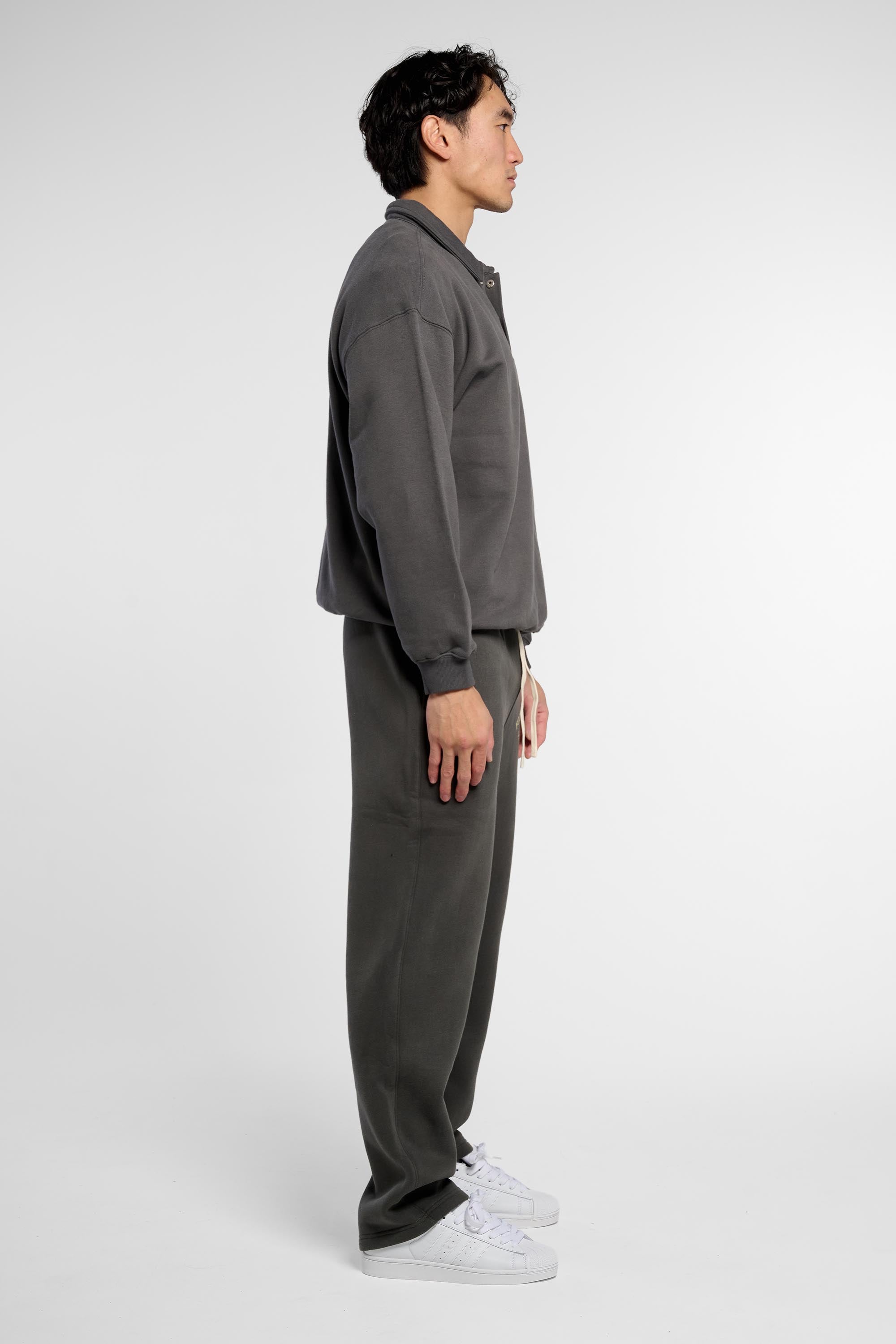 Heavyweight Polo-Collar Sweatshirt - Dark Grey