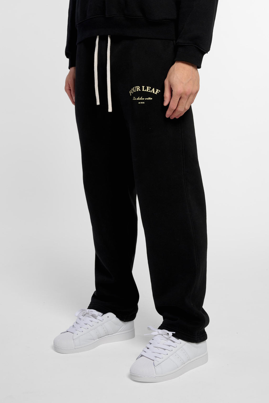 Straight Leg Track Pants - Black