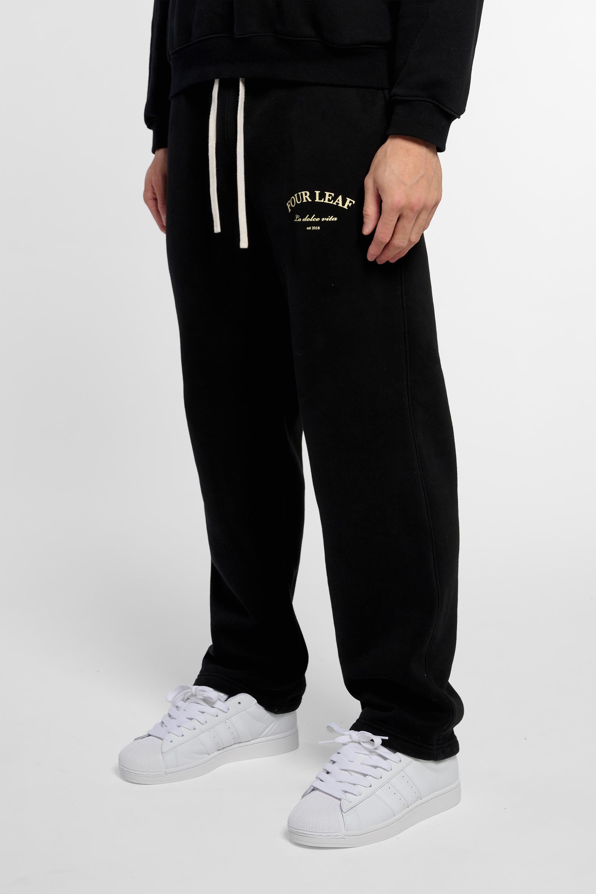 Straight Leg Track Pants - Black
