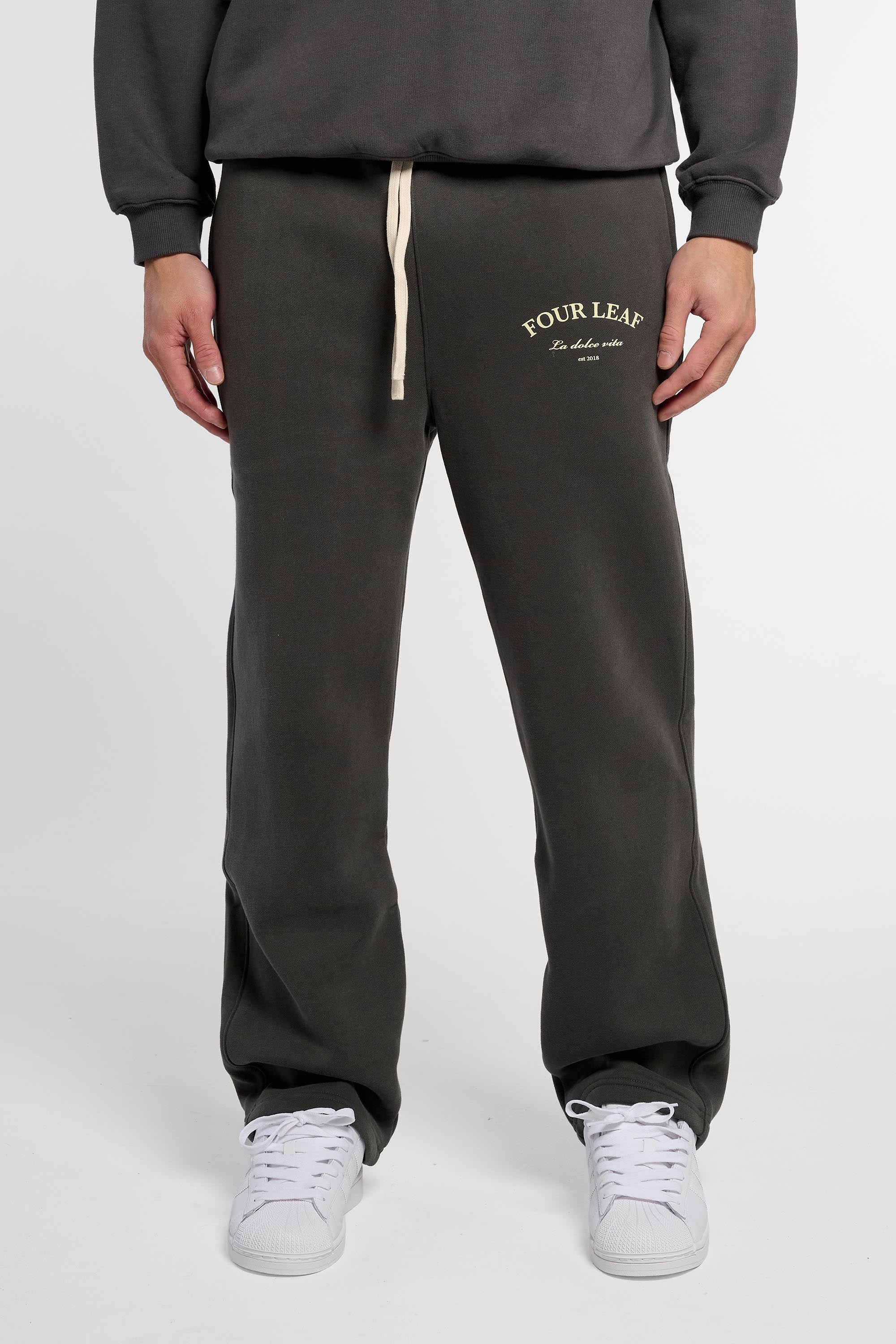 Straight Leg Track Pants - Dark Grey
