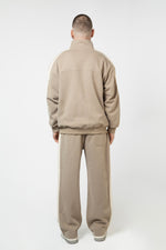 Heritage Track Jacket with Contrast Side-Stripe - Beige