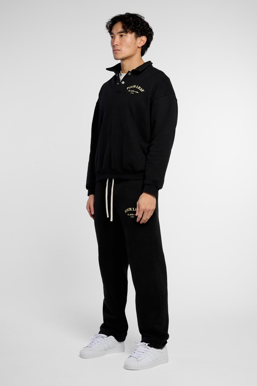 Heavyweight Polo-Collar Sweatshirt - Black