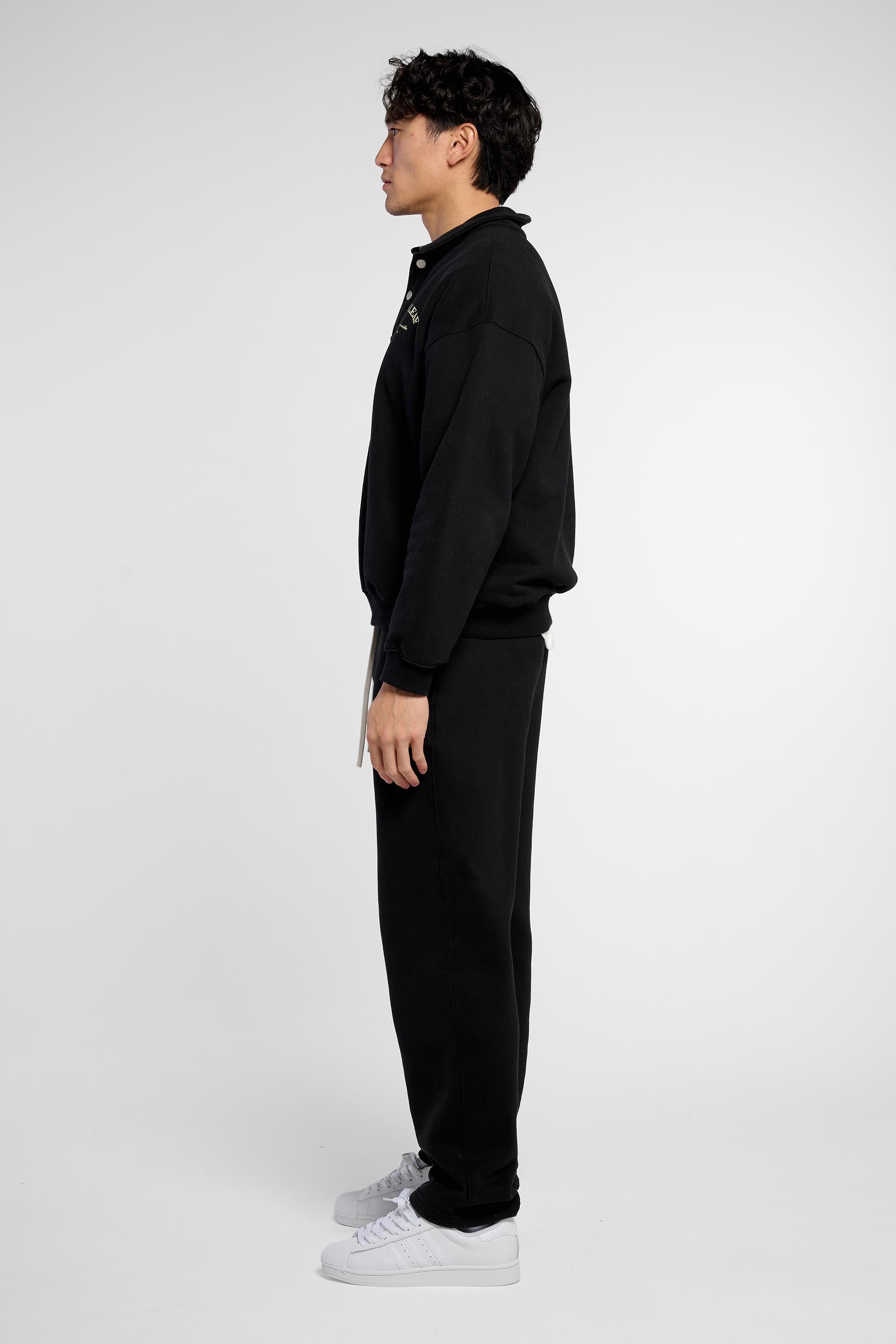 Heavyweight Polo-Collar Sweatshirt - Black