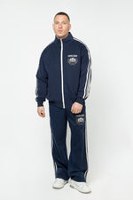 Heritage Track Jacket with Contrast Side-Stripe - Navy
