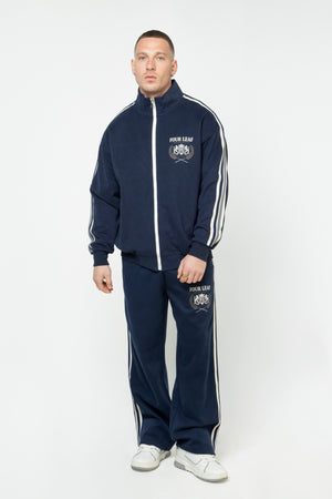 Heritage Track Jacket with Contrast Side-Stripe - Navy