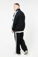 Heritage Track Jacket with Contrast Side-Stripe - Black