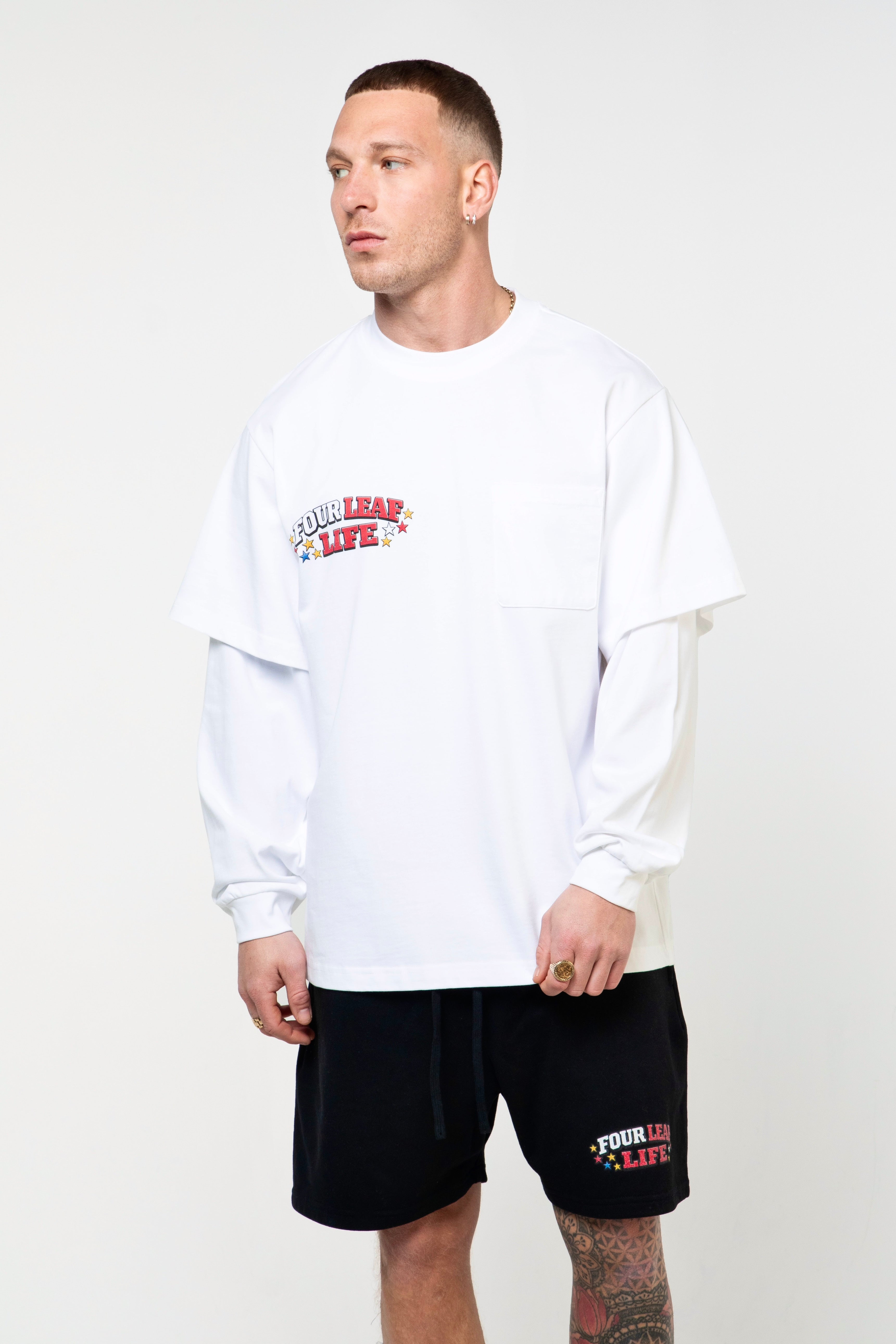 Bulls Layered Long Sleeve Tee - White