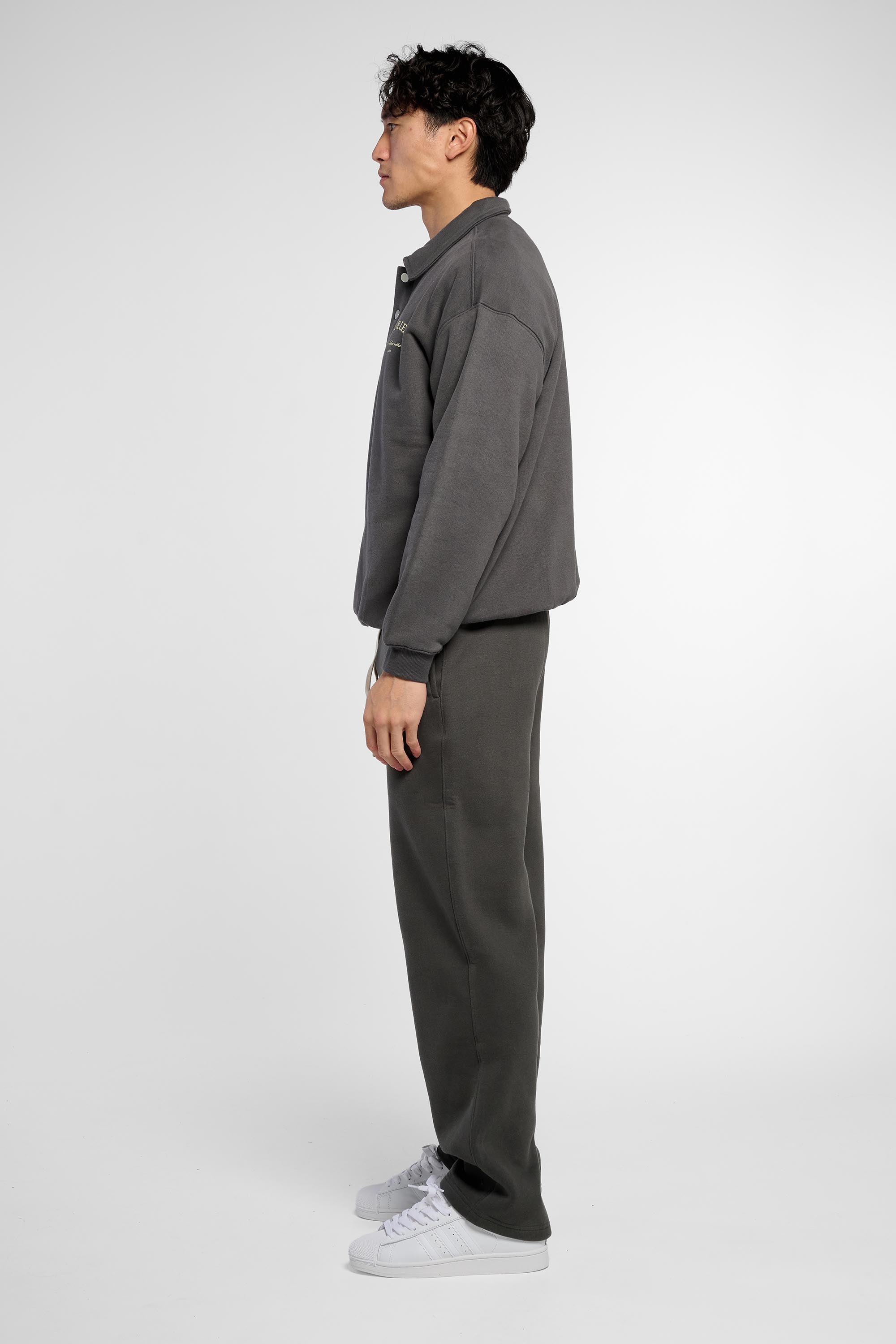 Heavyweight Polo-Collar Sweatshirt - Dark Grey