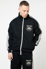 Heritage Track Jacket with Contrast Side-Stripe - Black