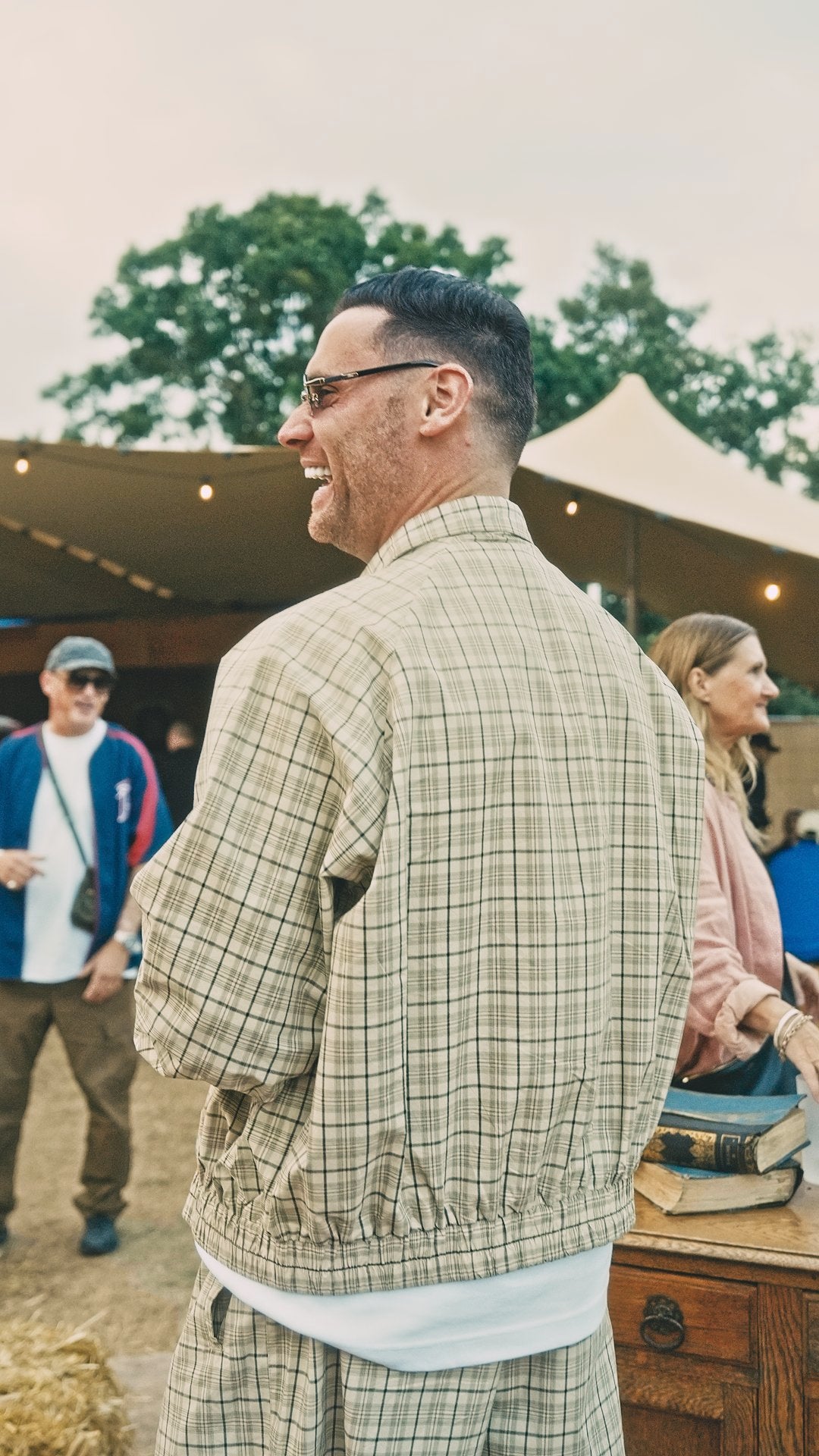 Plaid Full-Zip Track Jacket