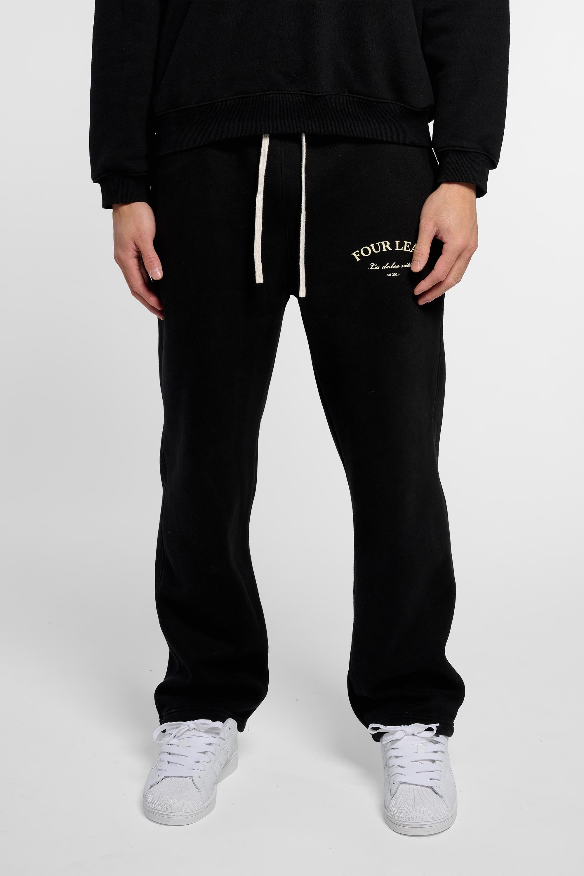 Straight Leg Track Pants - Black
