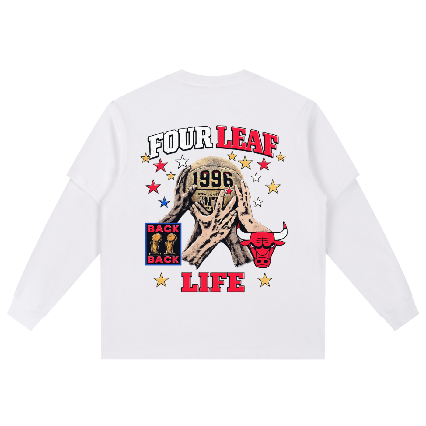Bulls Layered Long Sleeve Tee - White