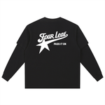Pass It On Layered Long Sleeve Tee - Black