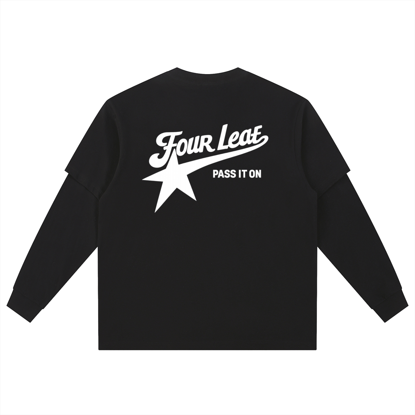 Pass It On Layered Long Sleeve Tee - Black