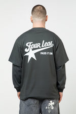 Pass It On Layered Long Sleeve Tee - Grey