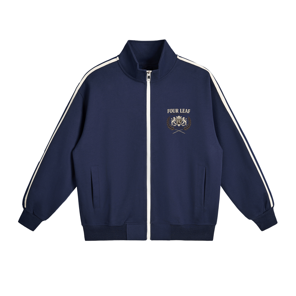 Heritage Track Jacket with Contrast Side-Stripe - Navy