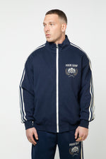 Heritage Track Jacket with Contrast Side-Stripe - Navy