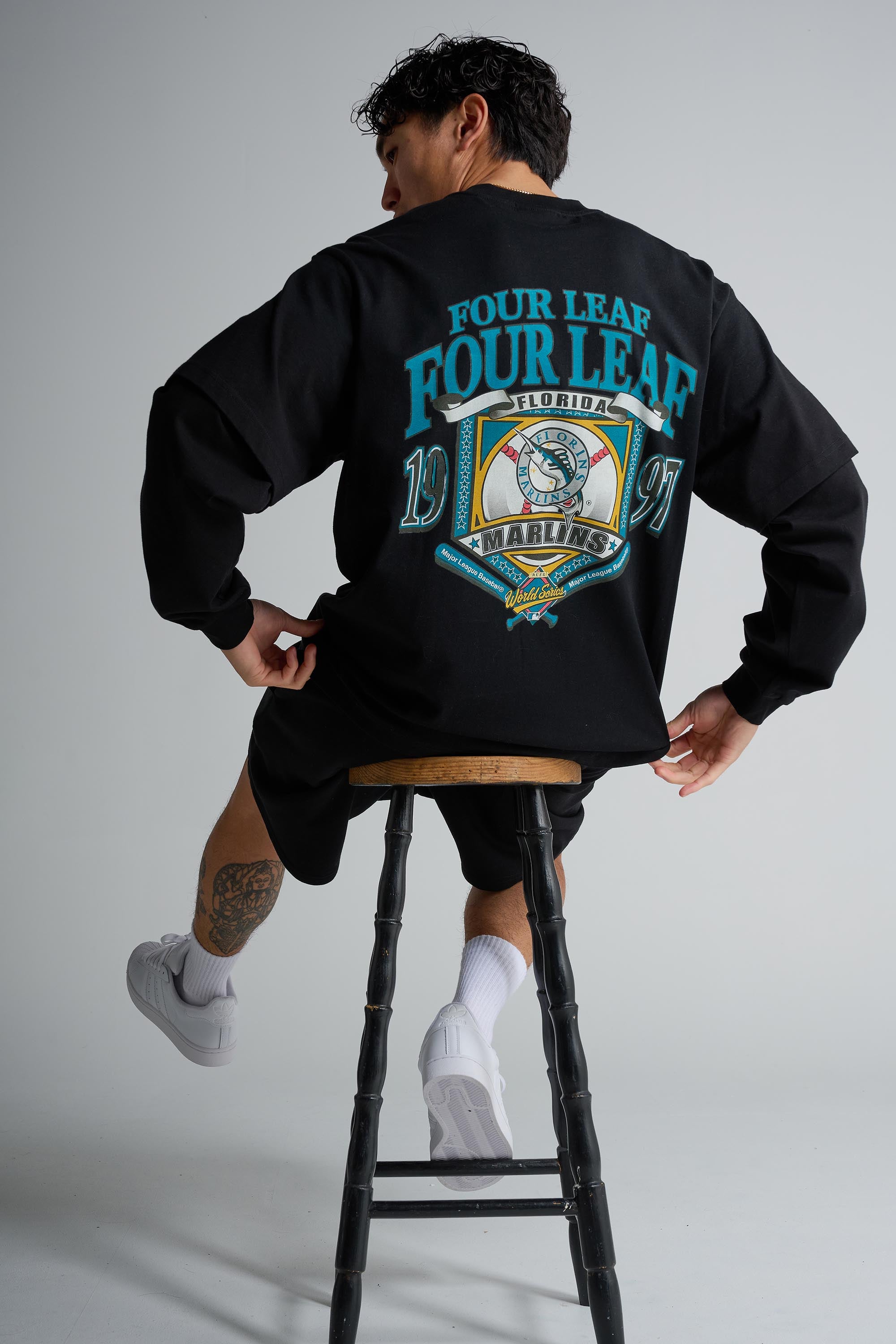 Miami Marlins layered long sleeve jersey