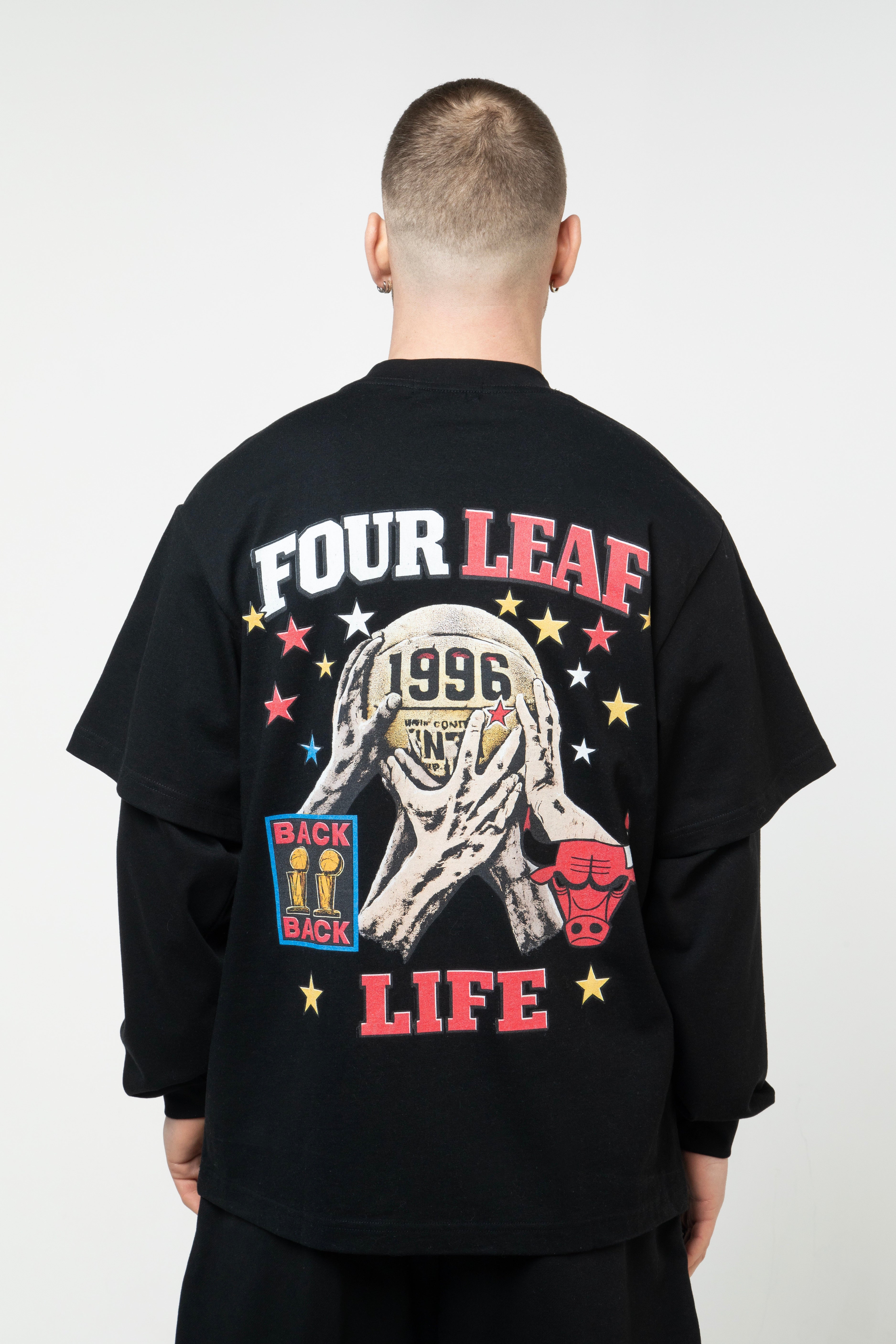 Bulls Layered Long Sleeve Tee - Black