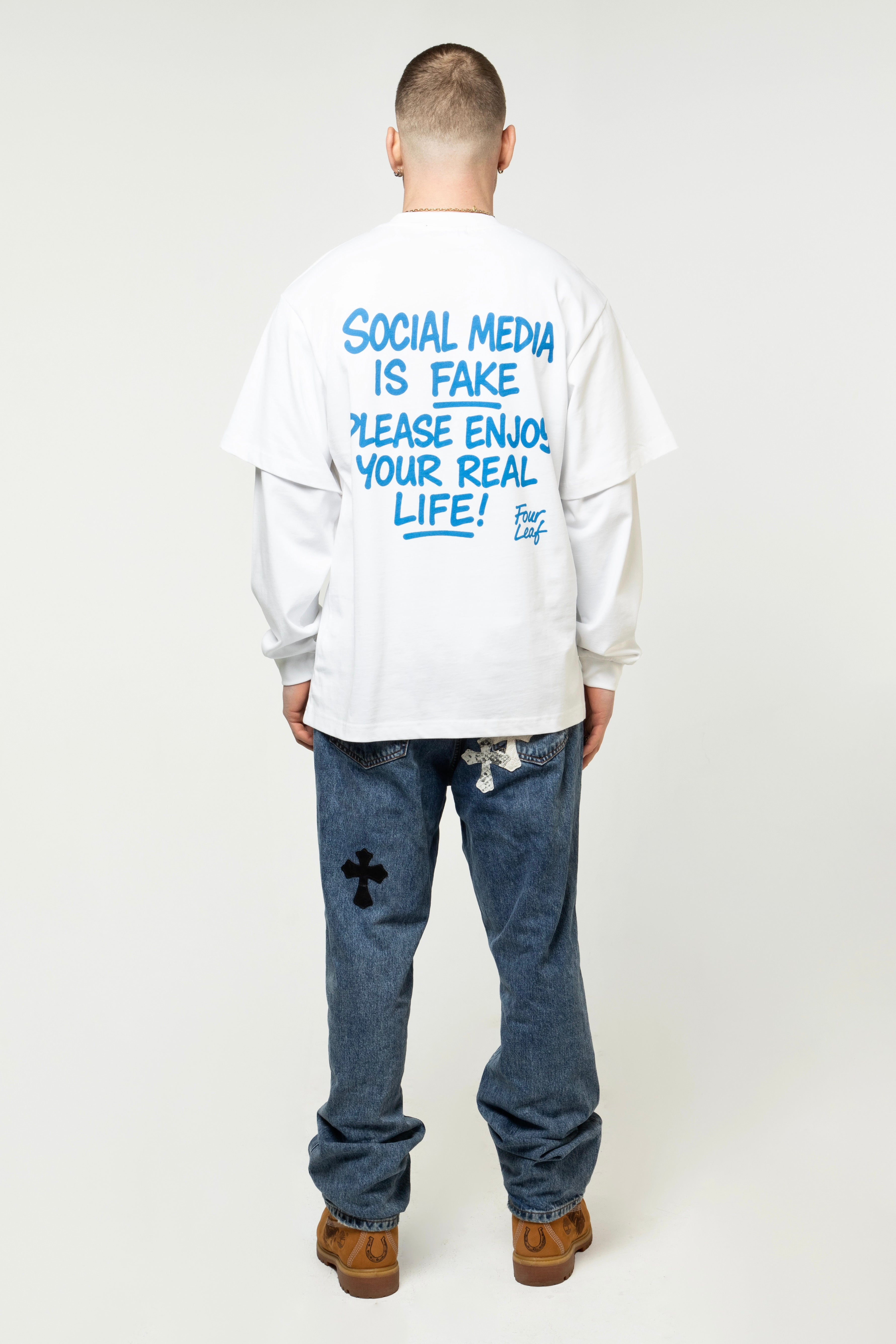 Social Media Is Fake Layered Long Sleeve Tee