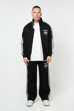Heritage Track Jacket with Contrast Side-Stripe - Black