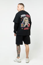 Bulls Layered Long Sleeve Tee - Black