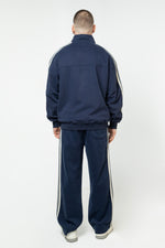Heritage Track Jacket with Contrast Side-Stripe - Navy