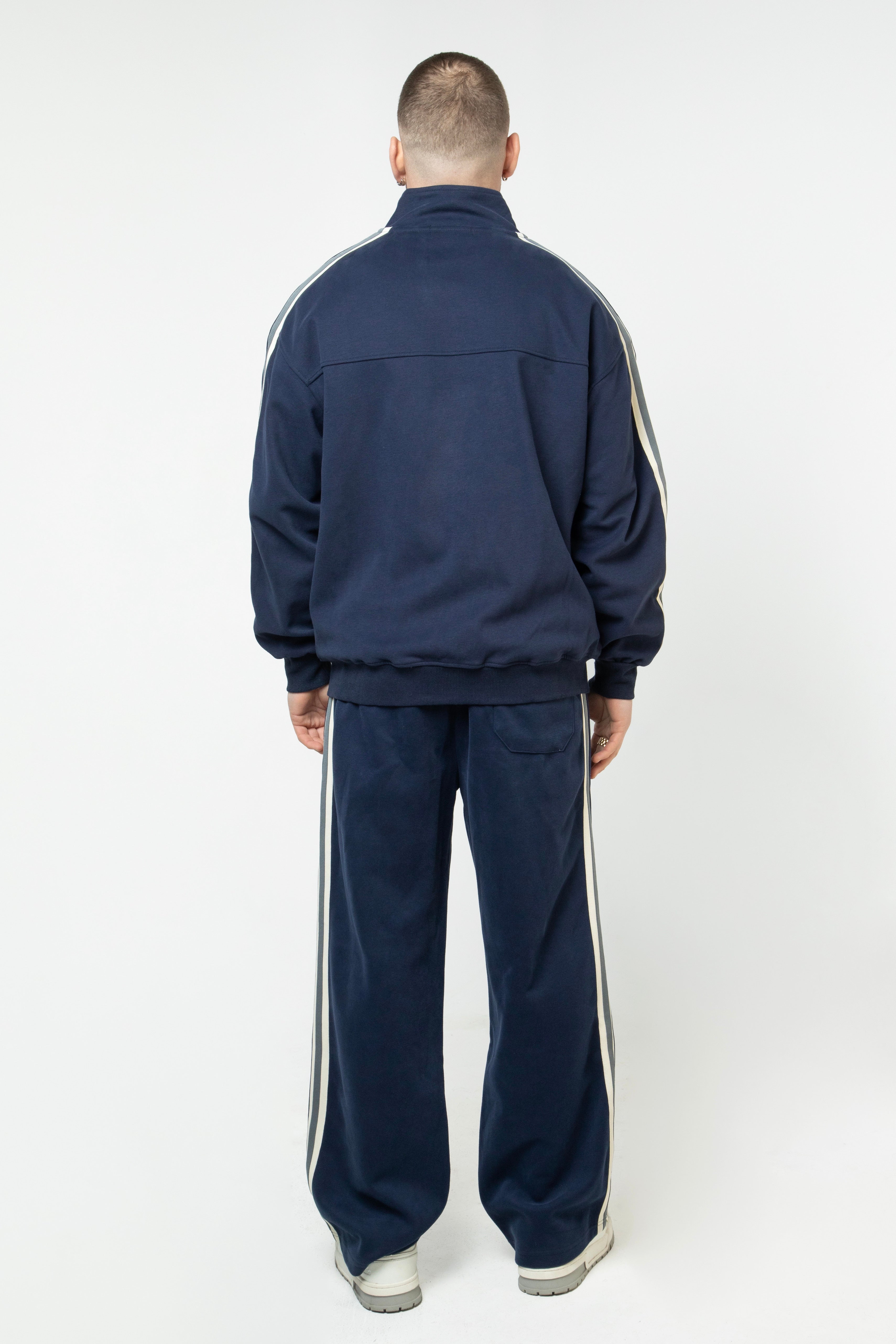 Heritage Track Jacket with Contrast Side-Stripe - Navy
