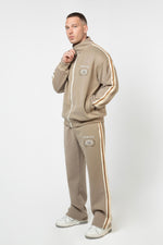 Heritage Track Jacket with Contrast Side-Stripe - Beige