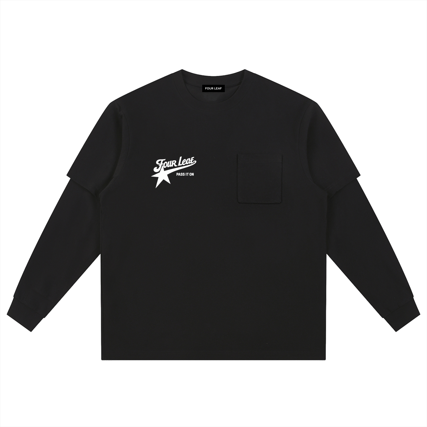 Pass It On Layered Long Sleeve Tee - Black